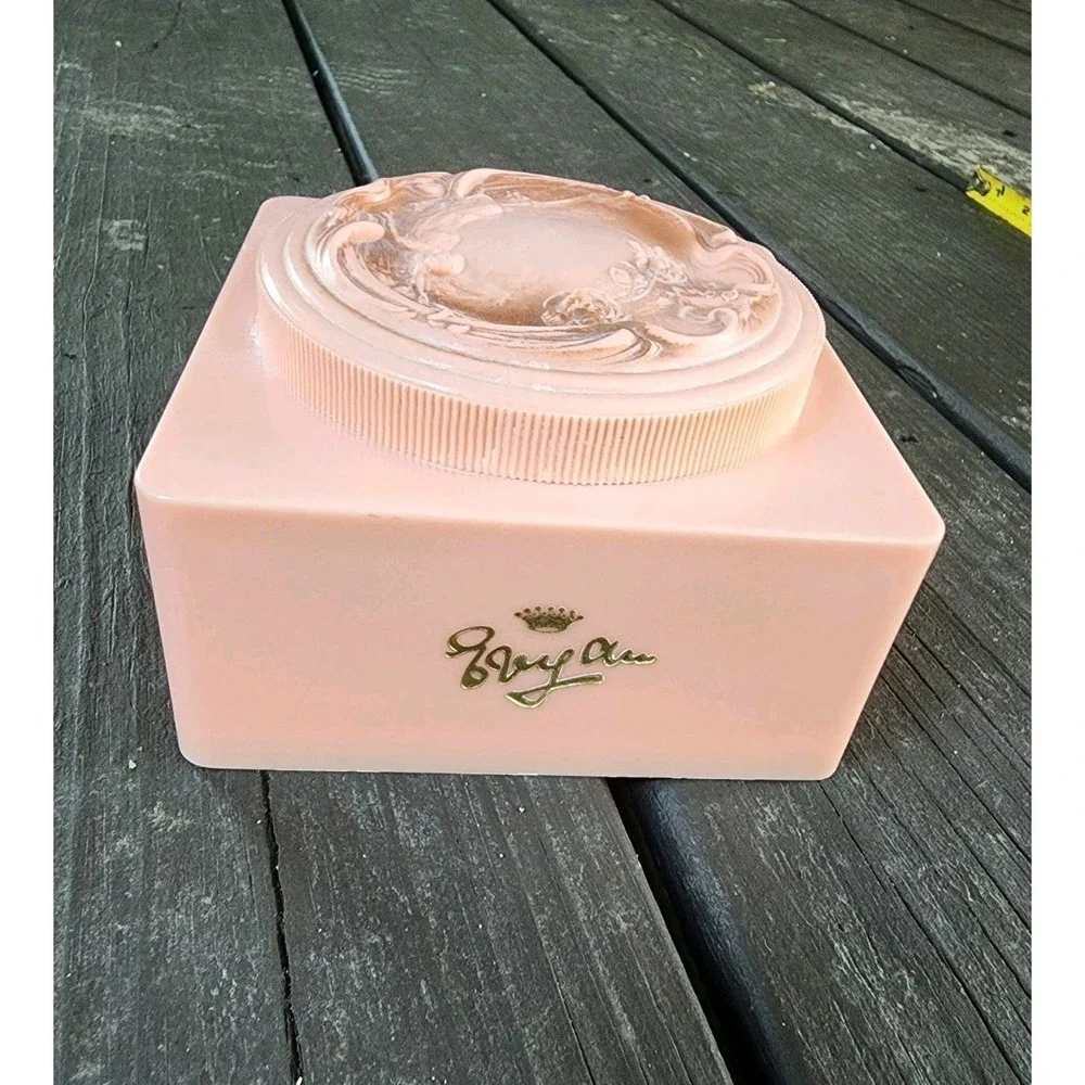 Vintage Evyan Art Nouveau White Shoulders Pink Dusting Powder Box & Poof